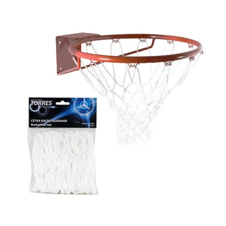 Купить Сетка баскетбольная Torres, нить 4 мм, белая в Черняховске 