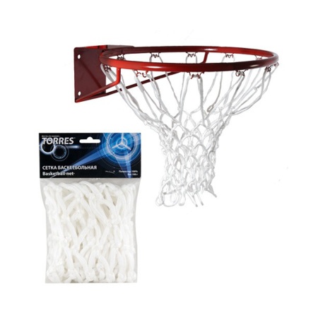 Купить Сетка баскетбольная Torres, нить 6 мм, белая в Черняховске 
